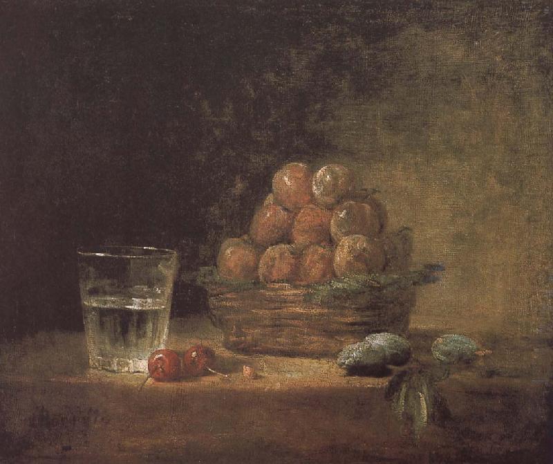 Jean Baptiste Simeon Chardin Lee s basket with two glass cups cherry stone china oil painting image